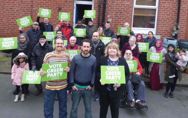 Green party supporters in Beeston Hill.